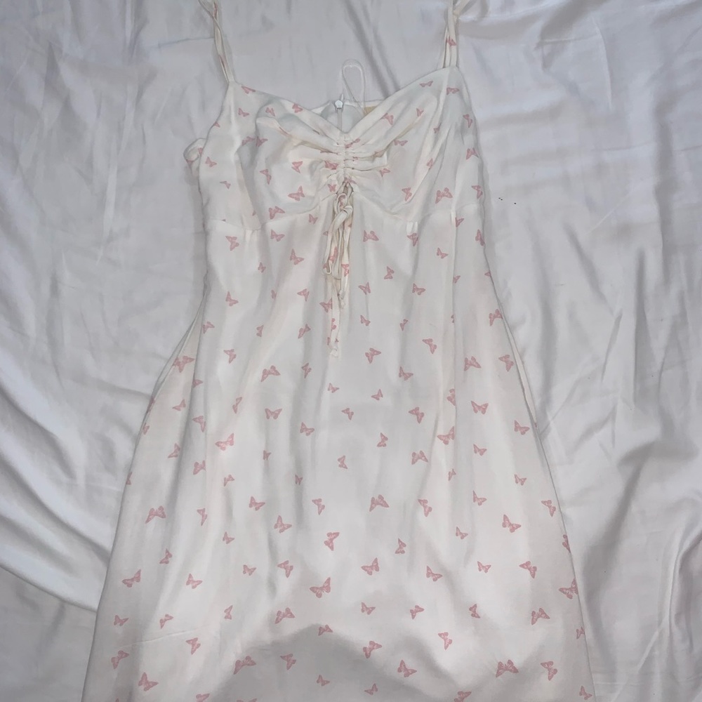 brand new pacsun mini dress, white with pink butterfly print